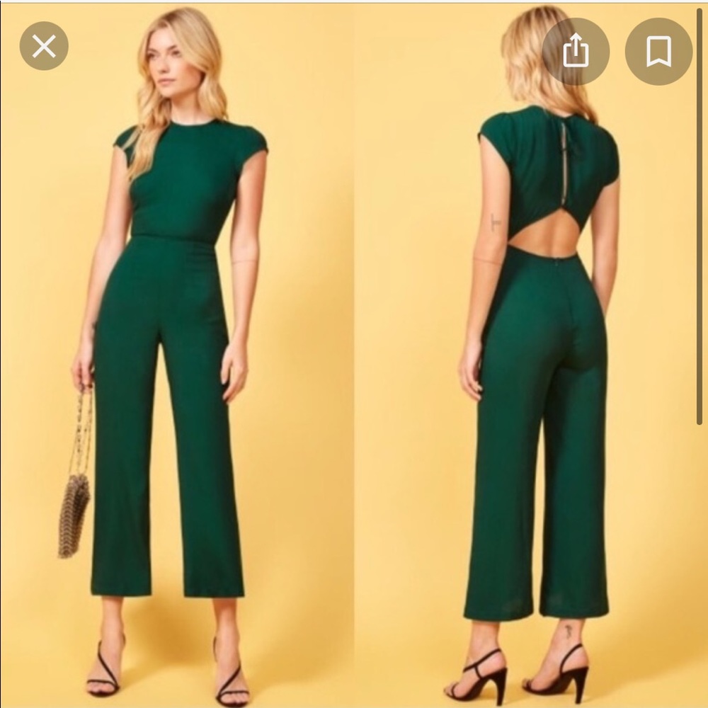Reformation Mayer Emerald Green Jumpsuit